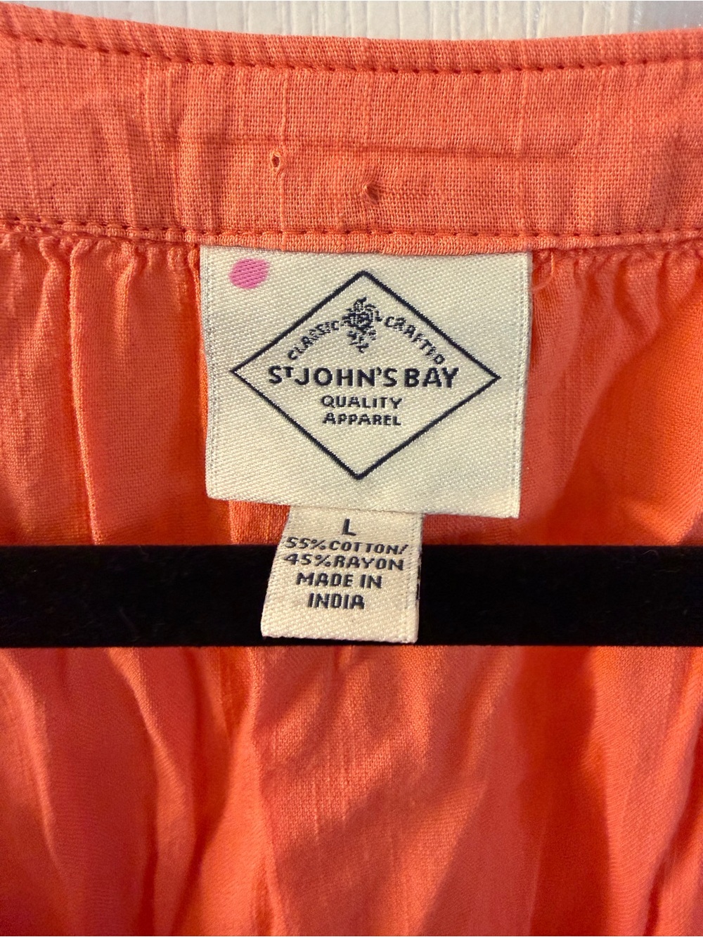 St. John's Bay Bright Orange V-Neck Peasant Blouse - Picture 3 of 4